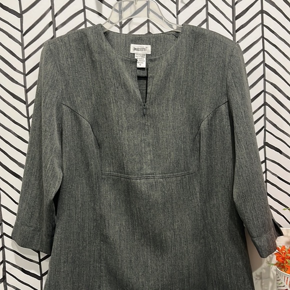 Grey Quarter-Length Sleeved Zipper Front Midi Dress, Sz12 - Picture 6 of 16